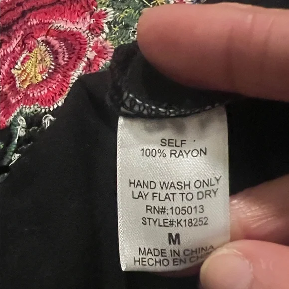 Savanna Jane Black Blouse with Floral Embroidery medium super soft - Picture 5 of 5